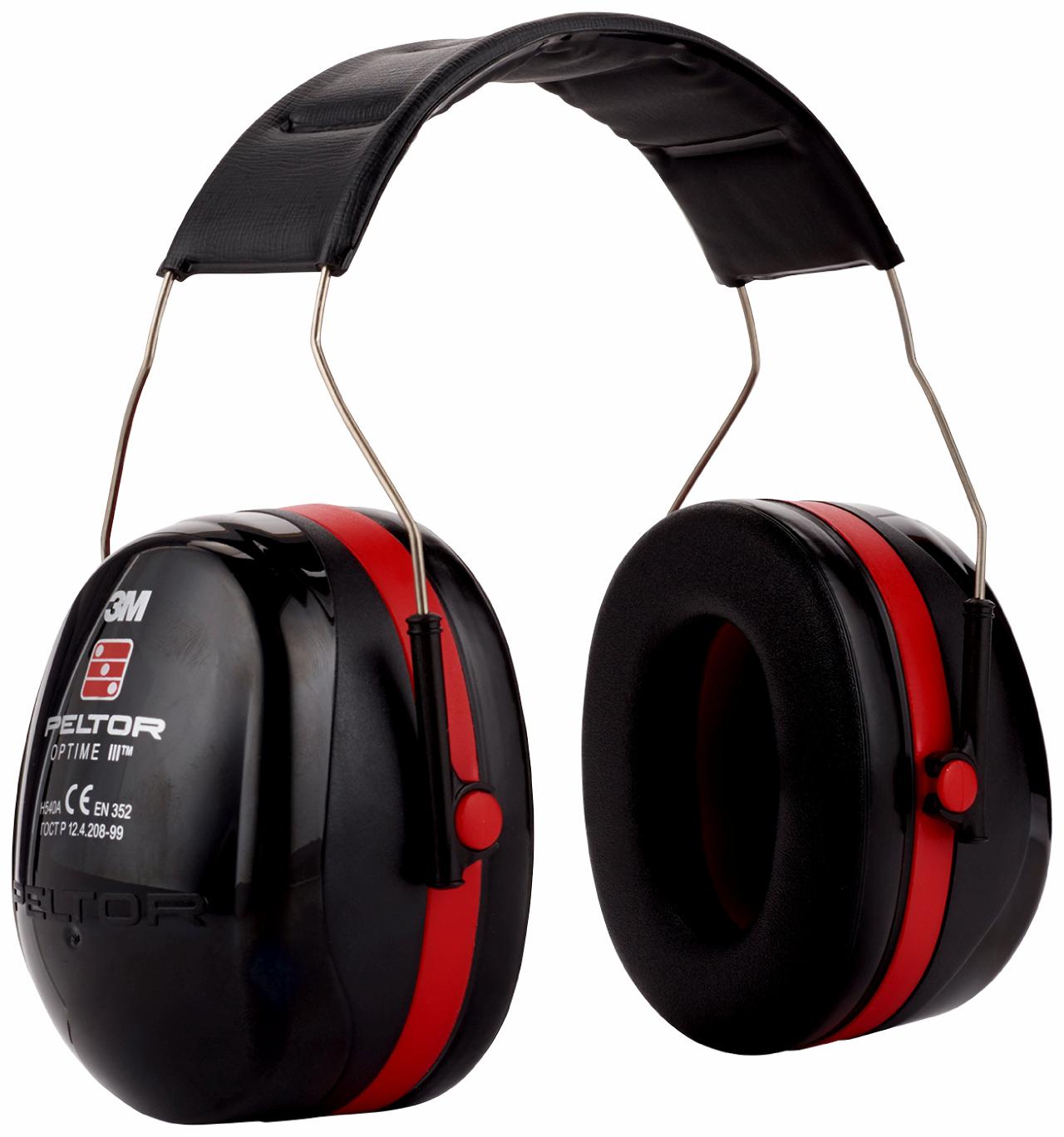 3M™ PELTOR™ Optime™ III Øreklokker, svart/rød, hodebøyle, H540A-411-SV