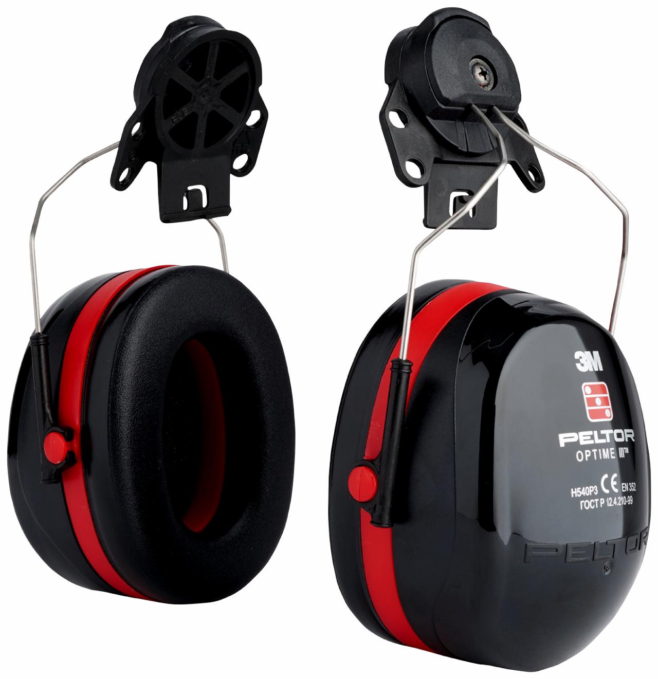 3M™ PELTOR™ Optime™ III Øreklokker, svart/rød, hjelmfeste, H540P3E-413-SV