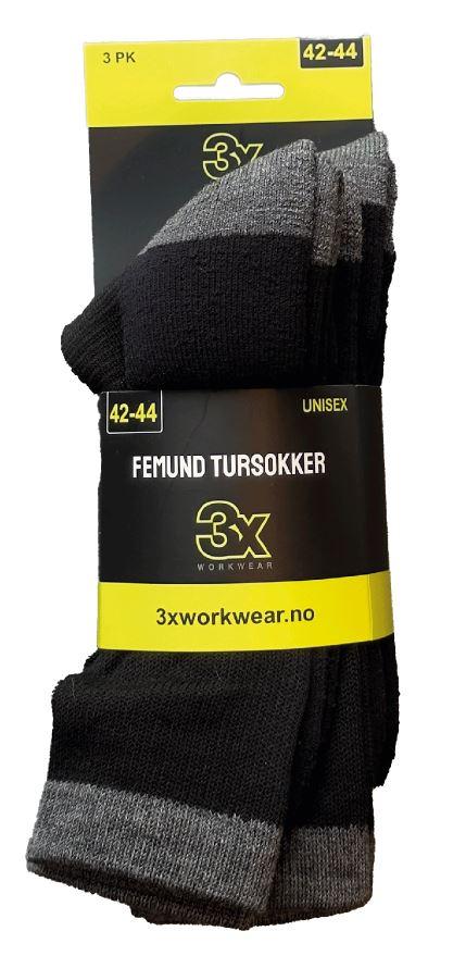 Femund Unisex Tursokker Sort/Koksgrå 3pk