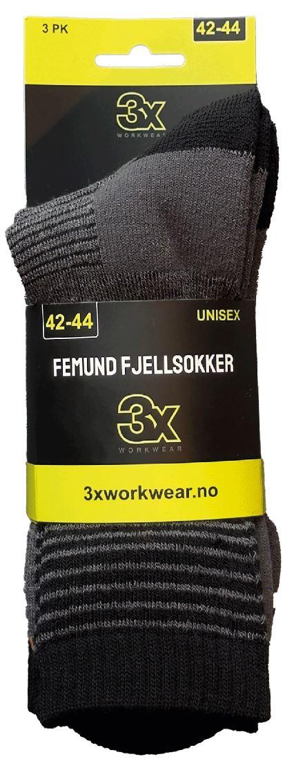 Femund Unisex Fjellsokker Koksgrå/Sort 3pk